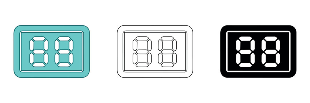 Digital display icons showing the number 88 in different styles