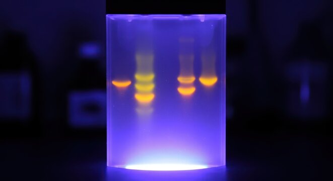 Agarose Gel Electrophoresis Showing Distinct DNA Bands Under UV Light