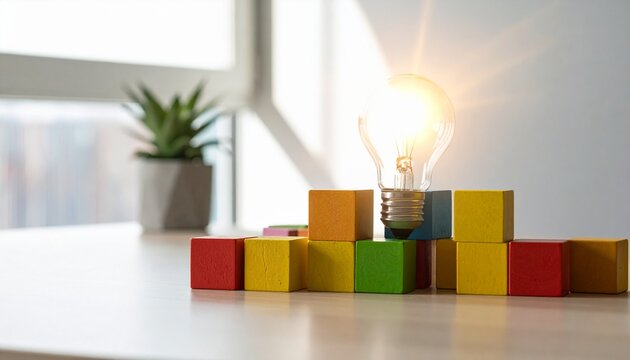 Creative Business Idea with Glowing Light Bulb
