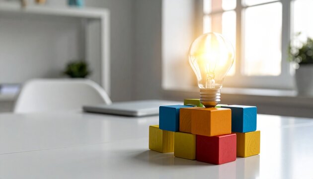 Creative Business Idea with Glowing Light Bulb
