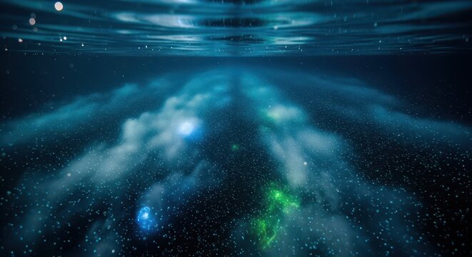 Bioluminescent Plankton Sparkle in Deep Ocean Currents