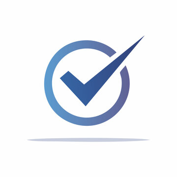 Blue checkmark logo with soft shadow and reflection.