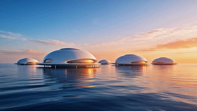 Futuristic floating dome structures
