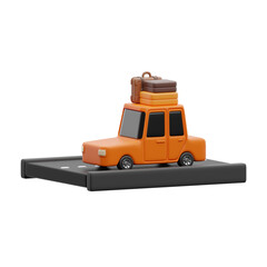 Naklejka premium Car Packed With Luggage 3d illustration