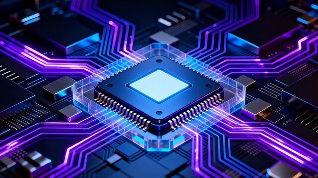 Microchip with glowing circuitry