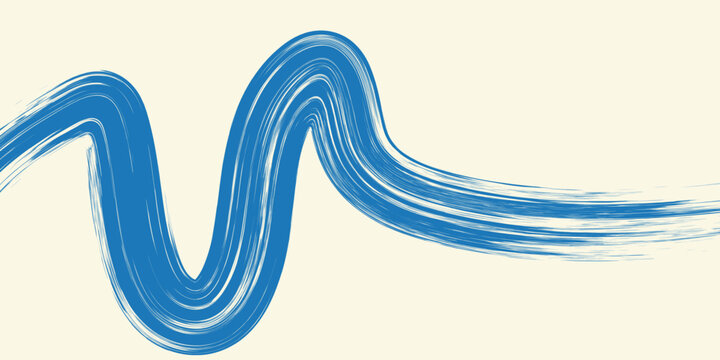 Grunge grainy biru sikat stroke dengan tekstur semprot. Tangan digambar tanda bahaya merusak bendera antik dengan garis zigzag tebal. Tekstur goresan kuas tebal kasar.