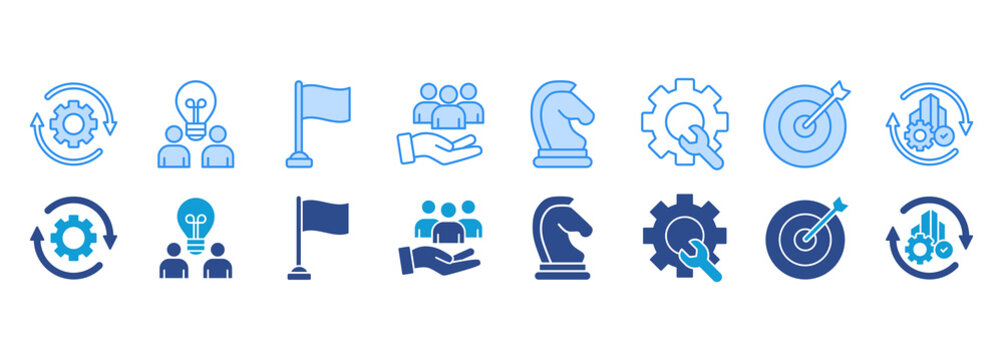 business icon pack dual tone collection set. management and human resources Vector Illustration Concept