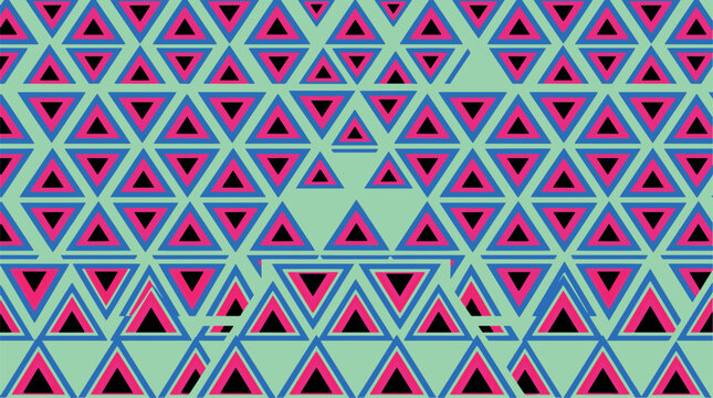Abstract geometric surface pattern featuring interlocking triangles in magenta blue and soft light green tones triangles geometric abstract background colorful tessellation creative