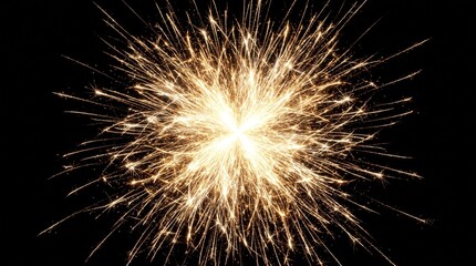 Obraz premium Golden Firework Explosion with Bright Spark Trails Isolated on Black Background