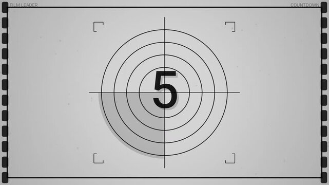 Classic Vintage Film Countdown Timer Number 5 Display