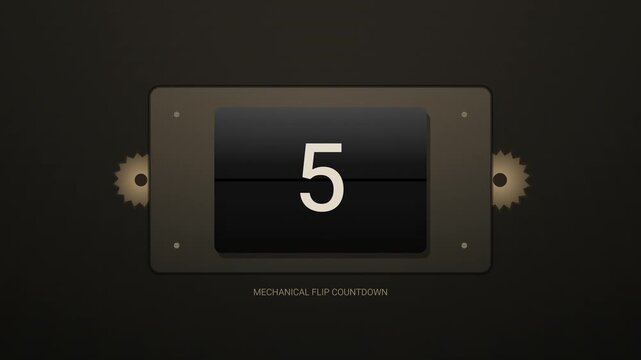 Vintage mechanical flip timer showing number five on dark background