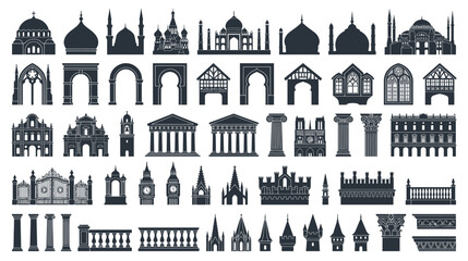 Silhouette Collection of Famous Architectural Landmarks and Building Elements © Gisel