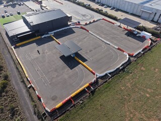 Naklejka premium Aerial view of an empty driving training facility