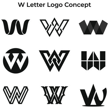 Black and white letter W logo concepts on white background