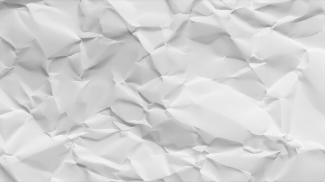 Paper texture background animated. Stop motion animated paper texture background, Crumpled paper abstract shape background with animation. white moving paper texture. Seamless looping in 4k.