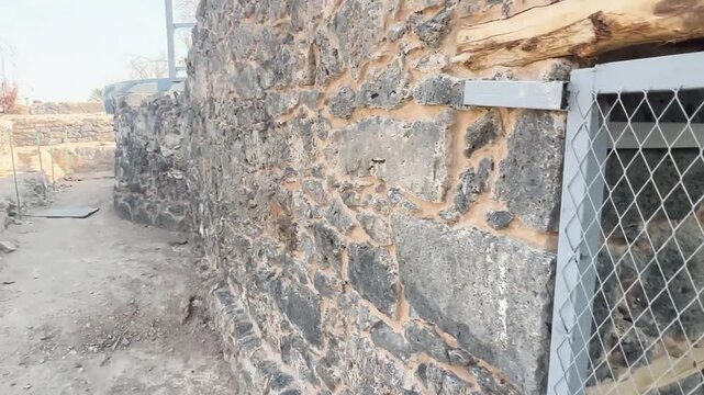 An ancient stone structure at the historic othman well, also known as bir rumah.