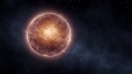 Obraz premium A bright star glows warmly amid the dark expanse of space and galaxies