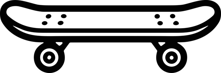 Minimalist Skateboard Icon - Black Outline on White Background © Kenzo