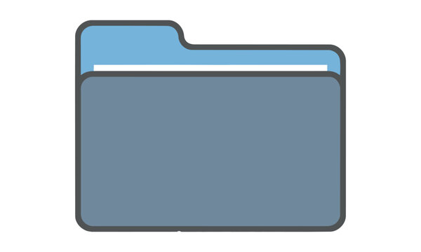 Minimalist flat icon of a document folder with a rounded tab isolated on a white background. Digital storage and office organization concept