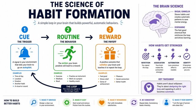 Science of Habit Formation Infographic for Psychology and Self Improvement