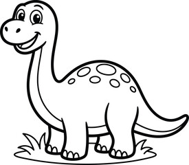 Fototapeta premium Brachiosaurus dinosaur coloring page for kids educational activity and creative fun