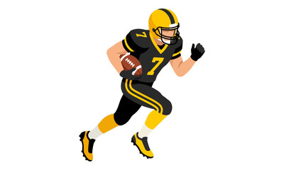 Obraz premium American football player running with ball isometric illustration