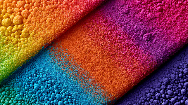 Buntes Farbpulver mit Wassertropfen in Streifenmuster