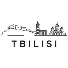 Obraz premium Sketch of tbilisi featuring historic landmarks and cityscape silhouette