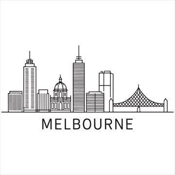 Minimalist skyline illustration of melbourne's iconic buildings