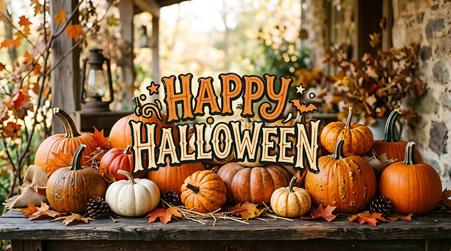 Happy halloween pumpkins display