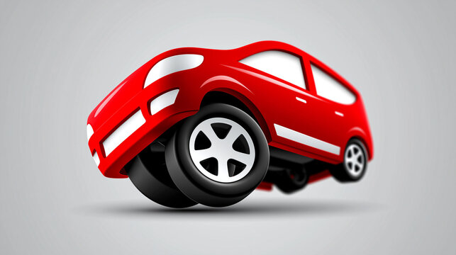 Rotes Auto-Symbol steht in dynamischer Schr&auml;glage freigestellt