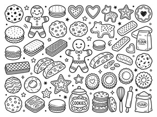 Fototapeta premium A variety of sweet and savory baked goods and treats are displayed on a table.
