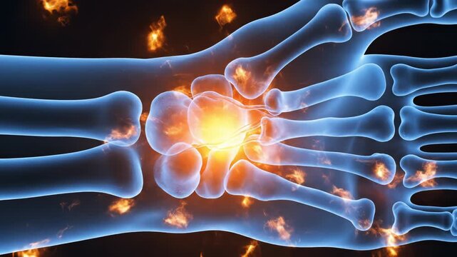 Carpal Tunnel Syndrome. X-Ray of Hand with Wrist Pain, suitable for medical education, orthopedics, chiropractic, and injury diagnosis content.