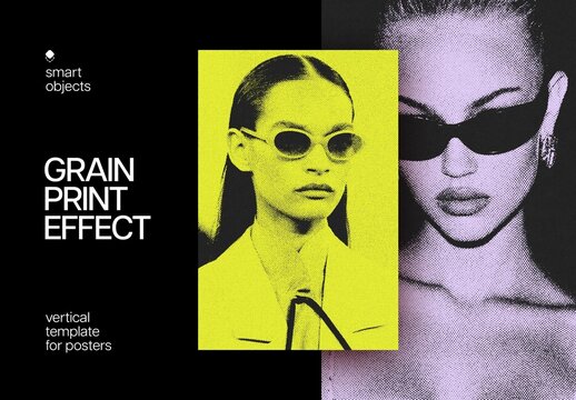 Vertical Retro Grain Photo Effect For Poster And Print Design