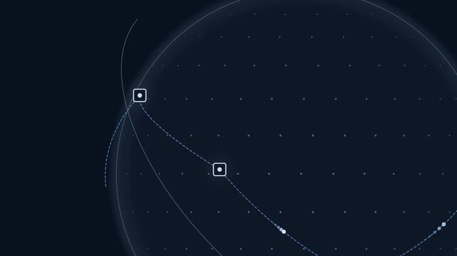 Dynamic orbital relay animation showcasing a ground station handoff with satellite connections