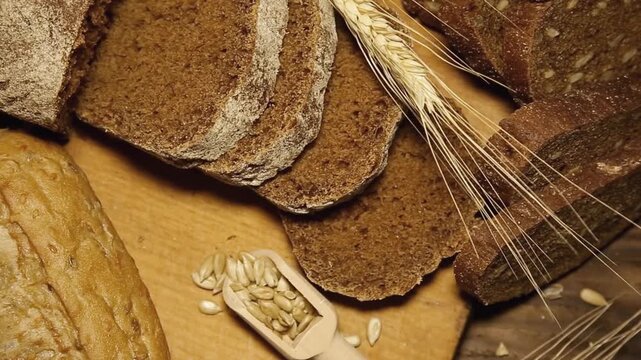 Fresh delicious bread cut into pieces for breakfast