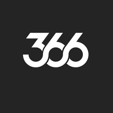 Modern Stylized White Number 366 Logo on Dark Grey Background