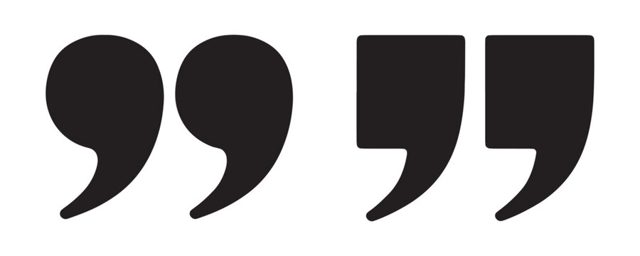 Pair of quote marks icon set showing round and square styles for typography and text punctuation.