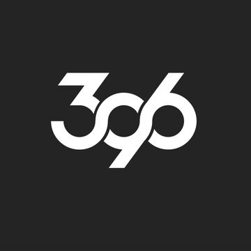 Modern 396 Number Logo Design with Geometric Intertwined Digits on Dark Background