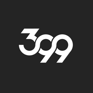 Modern Stylized Numbers 399 Graphic Design on Dark Background