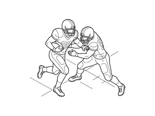 Fototapeta premium American football players match line art coloring page