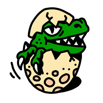 Baby Dinosaur Hatching with Attitude Cartoon
