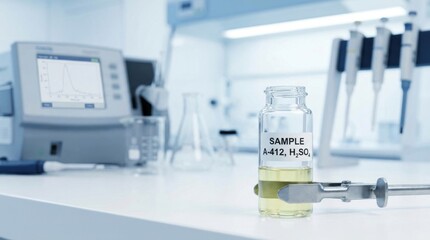 Fototapeta premium Laboratory analysis of chemical samples undergoing testing in a professional lab setting