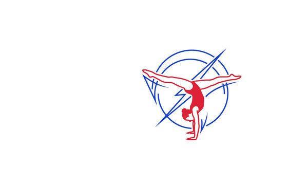 Gymnastics Athlete Performing Handstand Split Logo Icon