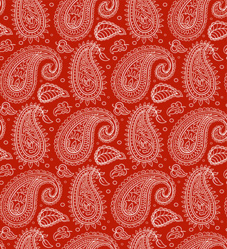 Hand drawn red paisley pattern