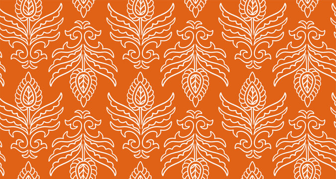 Hand drawn orange indian pattern