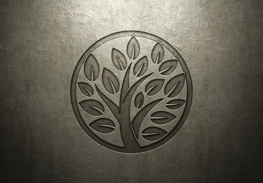 Engraved Logo on Concrete Mockup - Top Lighting