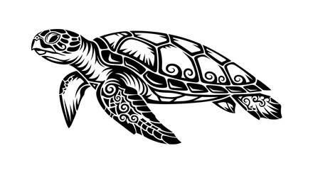 Fototapeta premium Turtle with tribal tattoo designs shell.