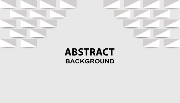 Abstract white and gray background with geometric 3d triangle pattern border and copy space for text