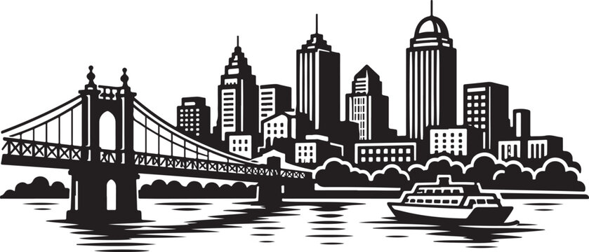 Cincinnati Skyline Silhouette Vector Illustration